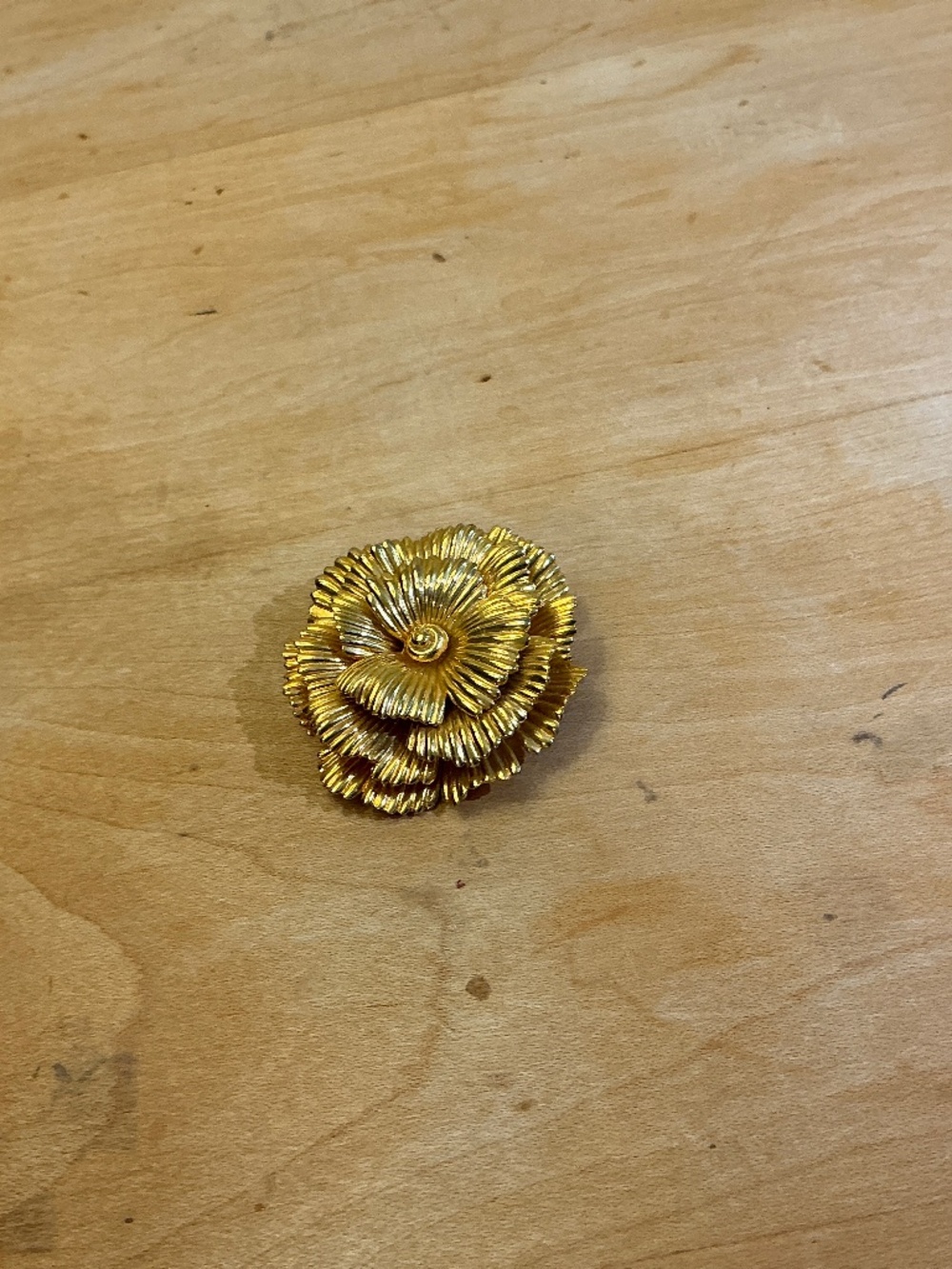 Vintage Boucher Gold Tone Pleated Flower Brooch